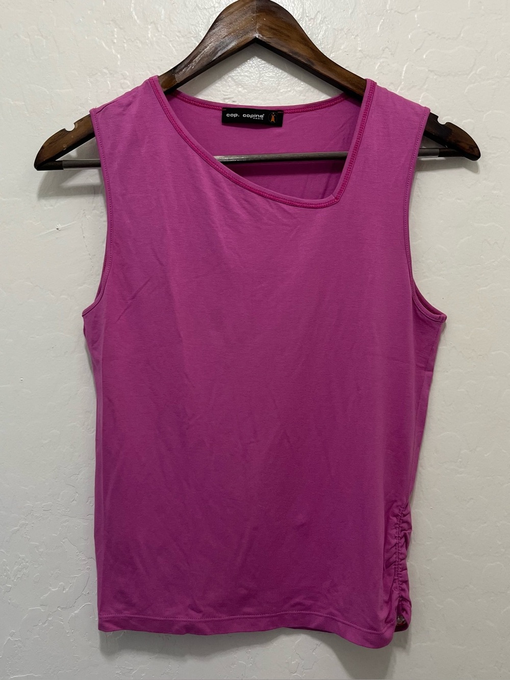 Vtg Cop Copine Paris TORRY Asymmetric Tank Top Fuchsia Pink - Fits Like A Small
